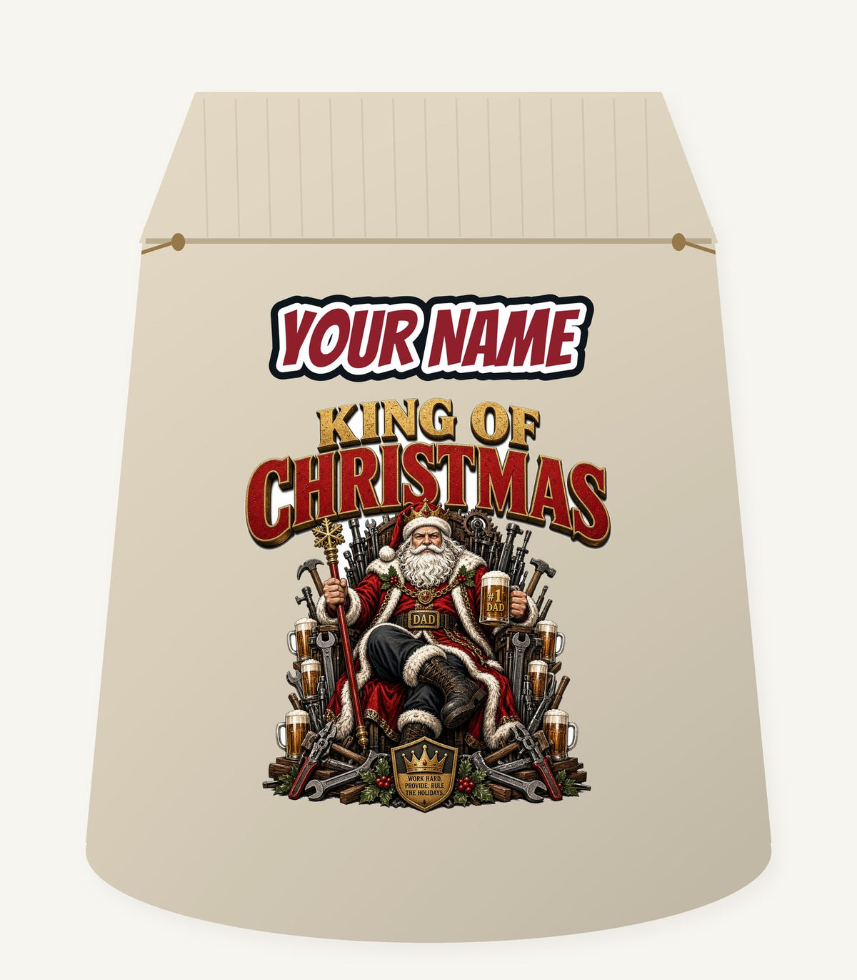 King of Christmas Dad Personalised Santa Sack