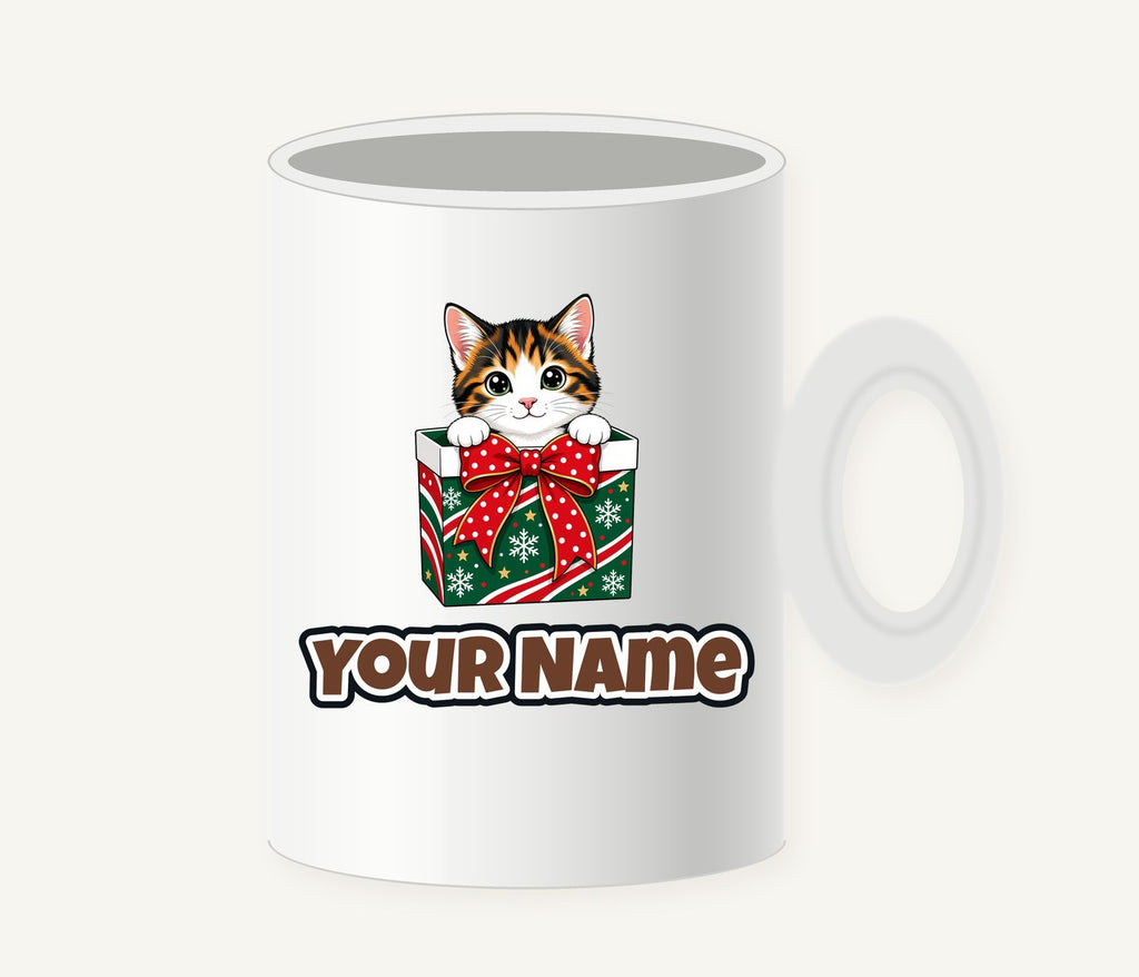 Kitten in a Gift Box Personalised Christmas Mug