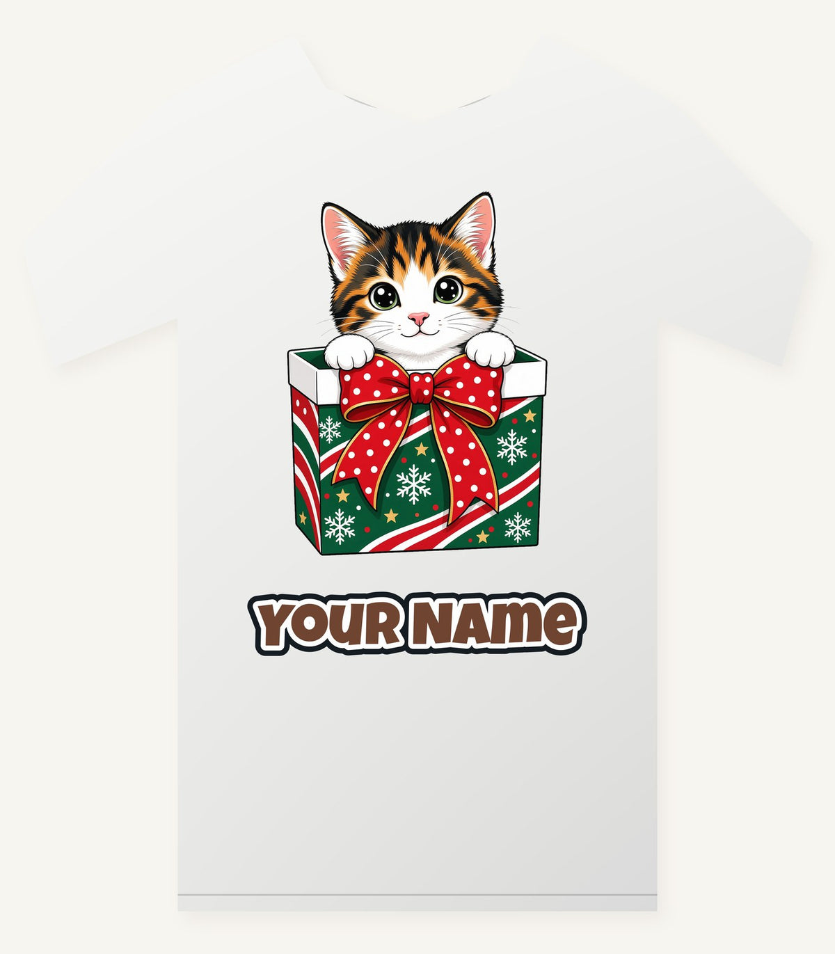 Kitten in a Gift Box Personalised Christmas T-Shirt and Hoodie
