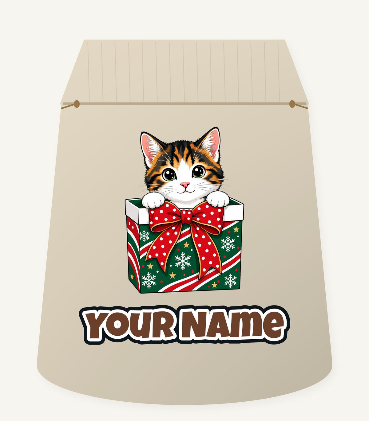 Kitten in a Gift Box Personalised Santa Sack