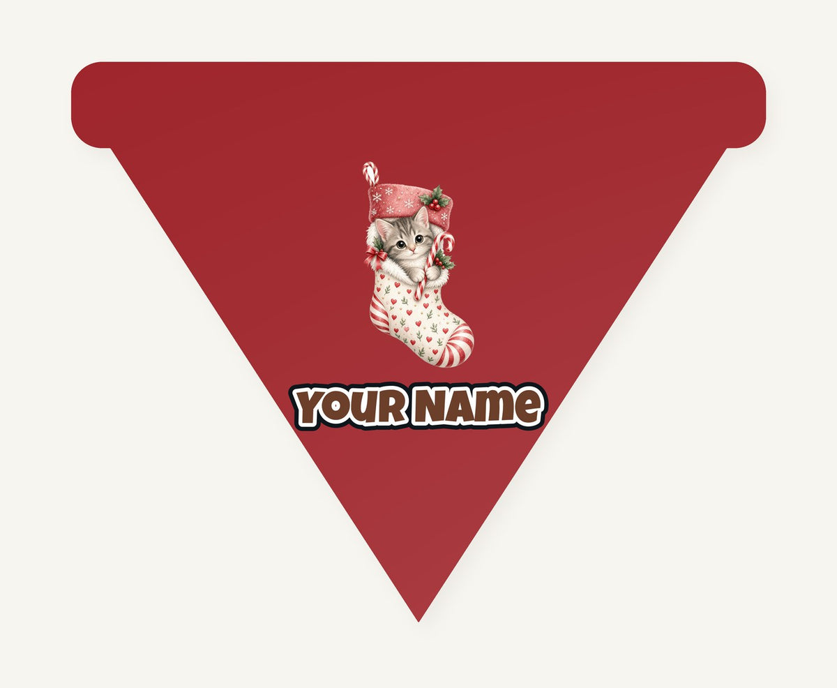 Kitten in Christmas Stocking Personalised Christmas Dog Bandana