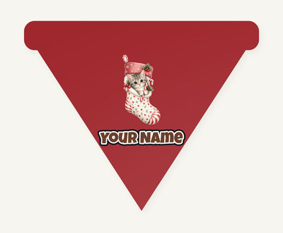 Kitten in Christmas Stocking Personalised Christmas Dog Bandana