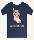 Kitten in Christmas Stocking Personalised Kids and Baby Christmas Tee