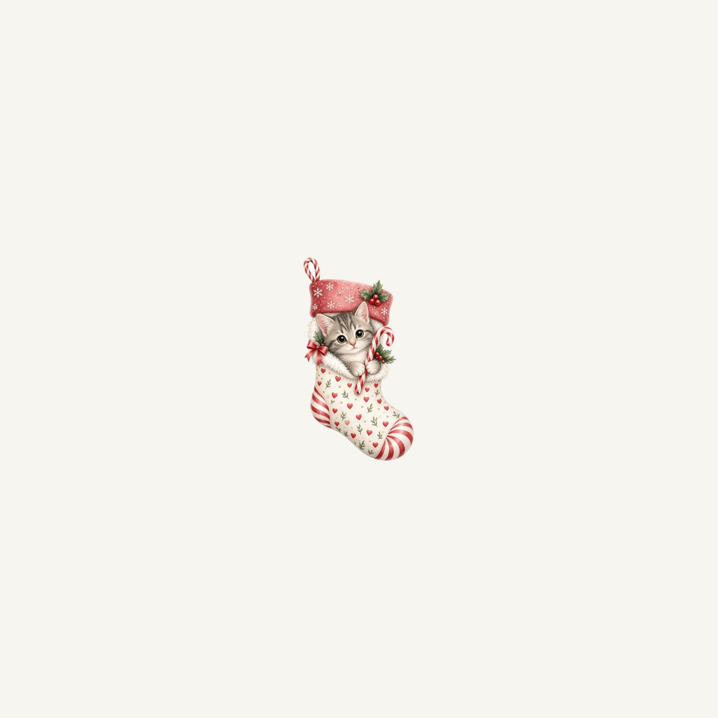 Kitten in Christmas Stocking Personalised Beach Towel