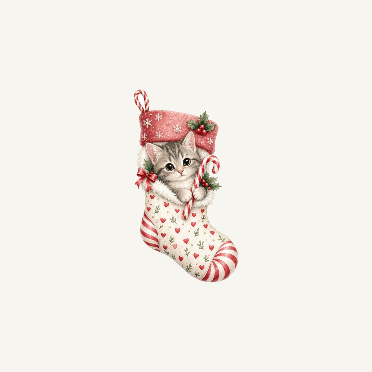 Kitten in Christmas Stocking Personalised Christmas Mug
