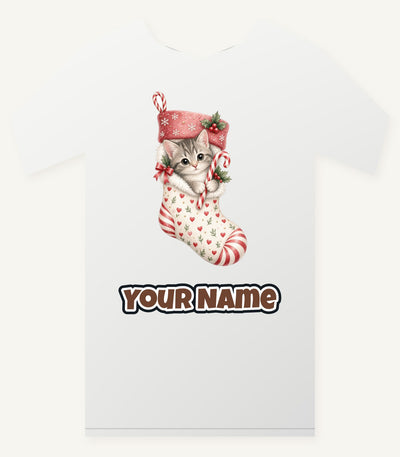 Kitten in Christmas Stocking Personalised Christmas T-Shirt and Hoodie