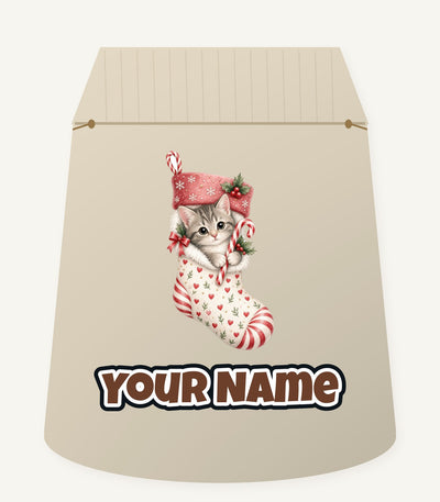 Kitten in Christmas Stocking Personalised Santa Sack