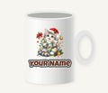 Kitten Tangled in Fairy Lights Personalised Christmas Mug