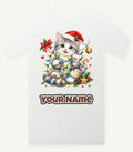 Kitten Tangled in Fairy Lights Personalised Christmas T-Shirt and Hoodie