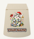 Kitten Tangled in Fairy Lights Personalised Santa Sack