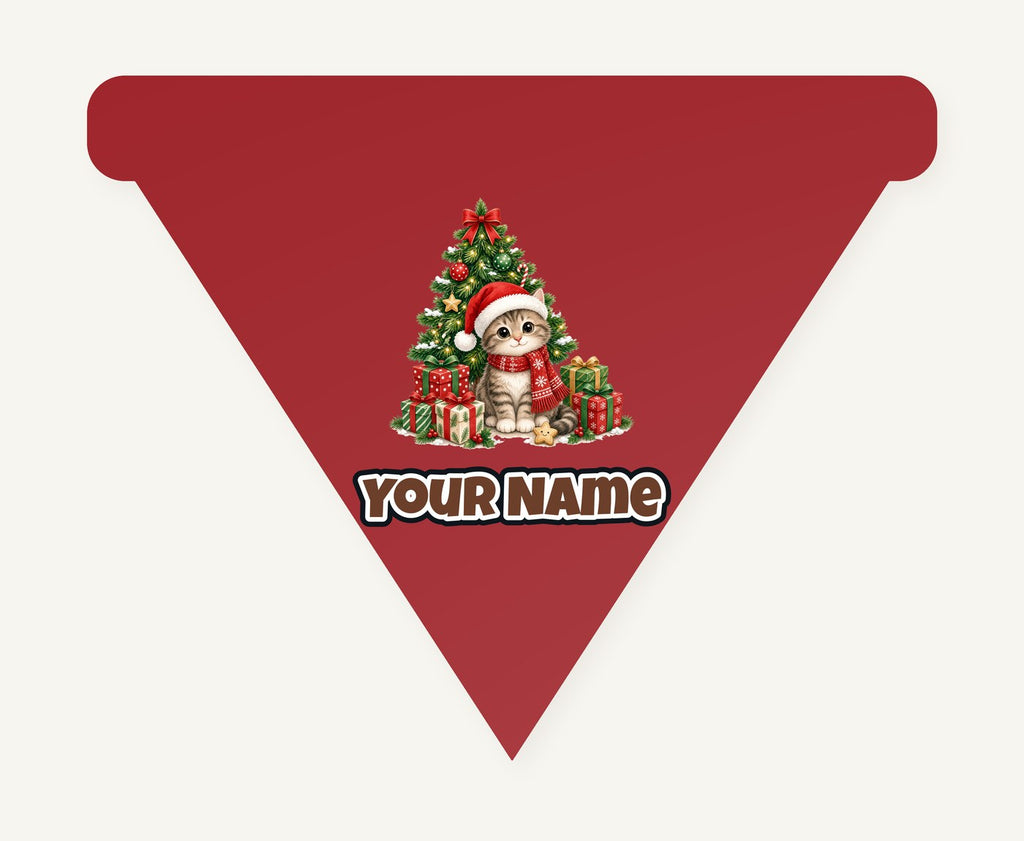 Kitten Under The Tree Personalised Christmas Dog Bandana