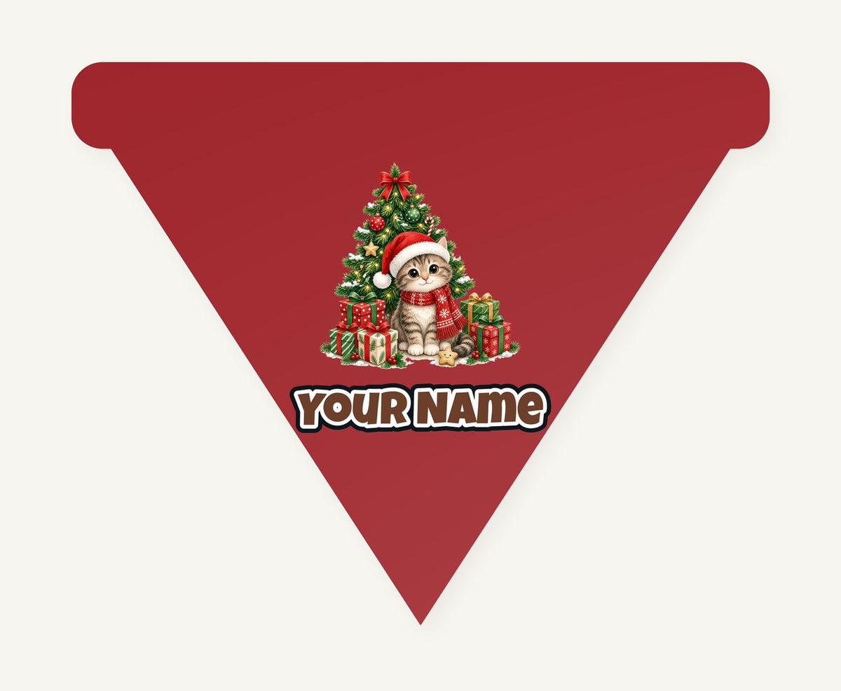 Kitten Under The Tree Personalised Christmas Dog Bandana