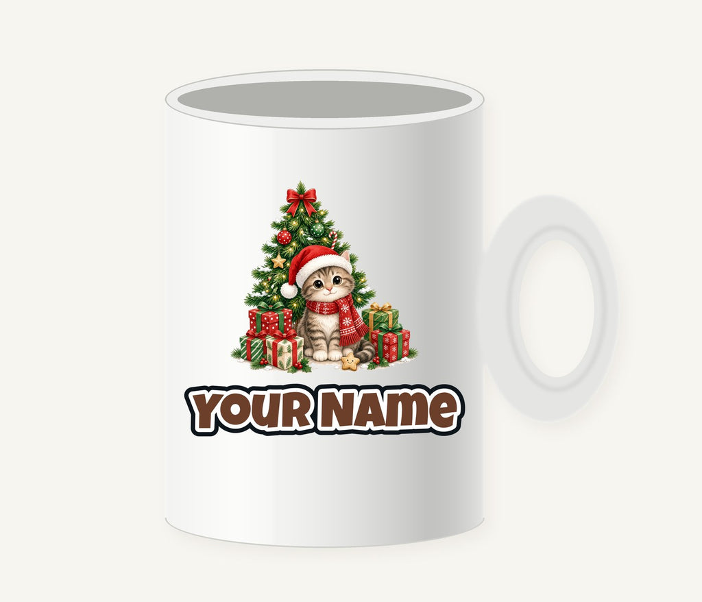Kitten Under The Tree Personalised Christmas Mug
