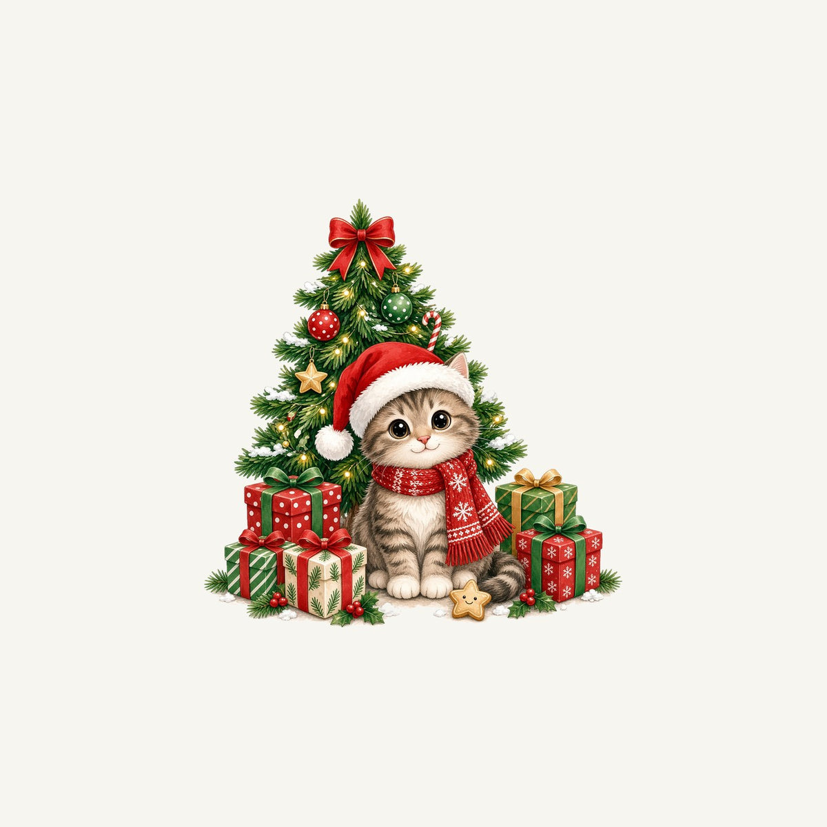 Kitten Under The Tree Personalised Christmas Mug
