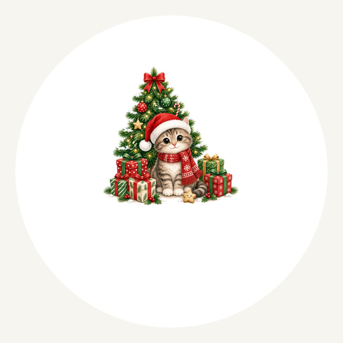 Kitten Under The Tree Personalised Pewter Christmas Ornament