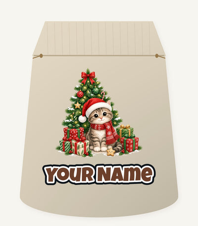Kitten Under The Tree Personalised Santa Sack
