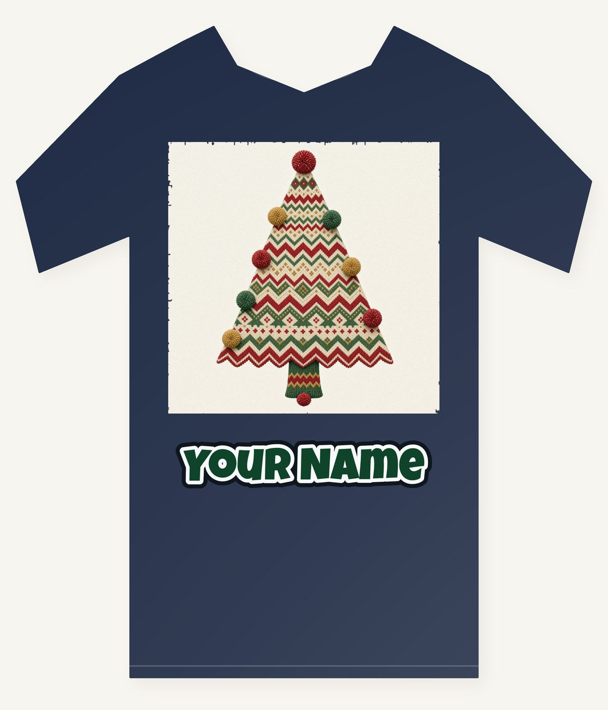 Knitted Fair Isle Tree Personalised Kids and Baby Christmas Tee