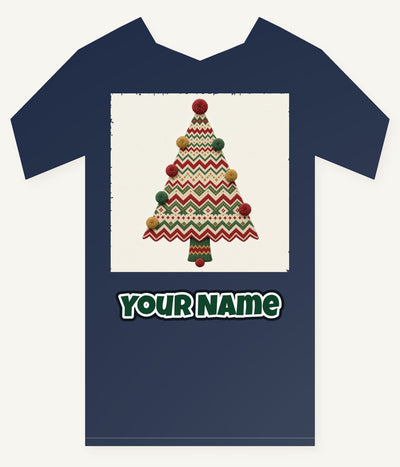 Knitted Fair Isle Tree Personalised Kids Tee and Baby Bodysuit