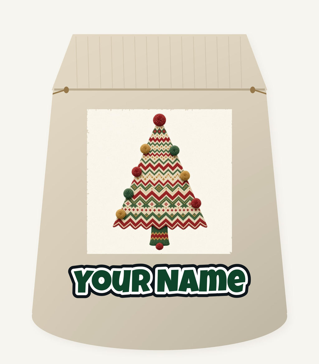 Knitted Fair Isle Tree Personalised Santa Sack