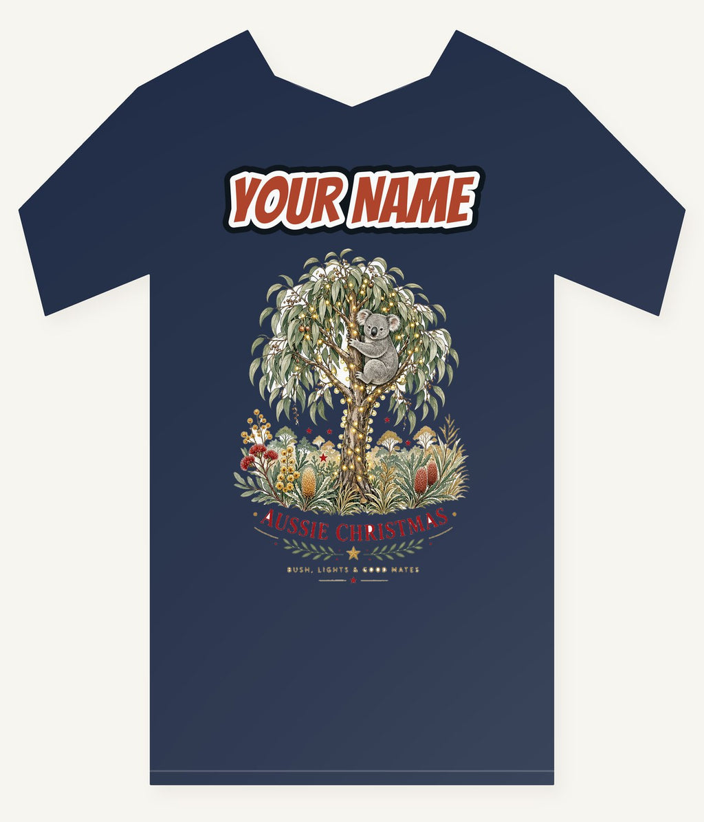 Koala Gum Tree Christmas Personalised Kids and Baby Christmas Tee