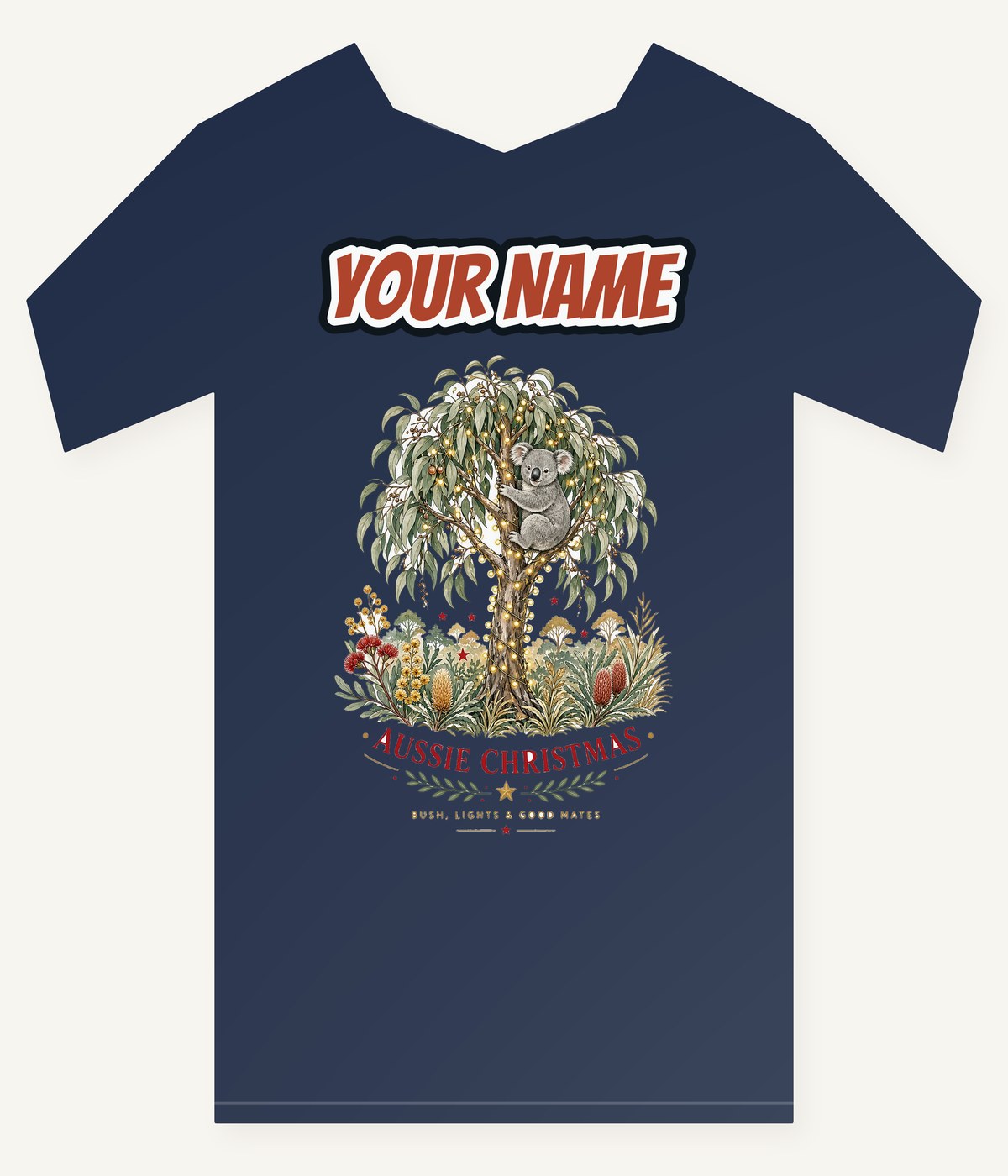 Koala Gum Tree Christmas Personalised Kids and Baby Christmas Tee