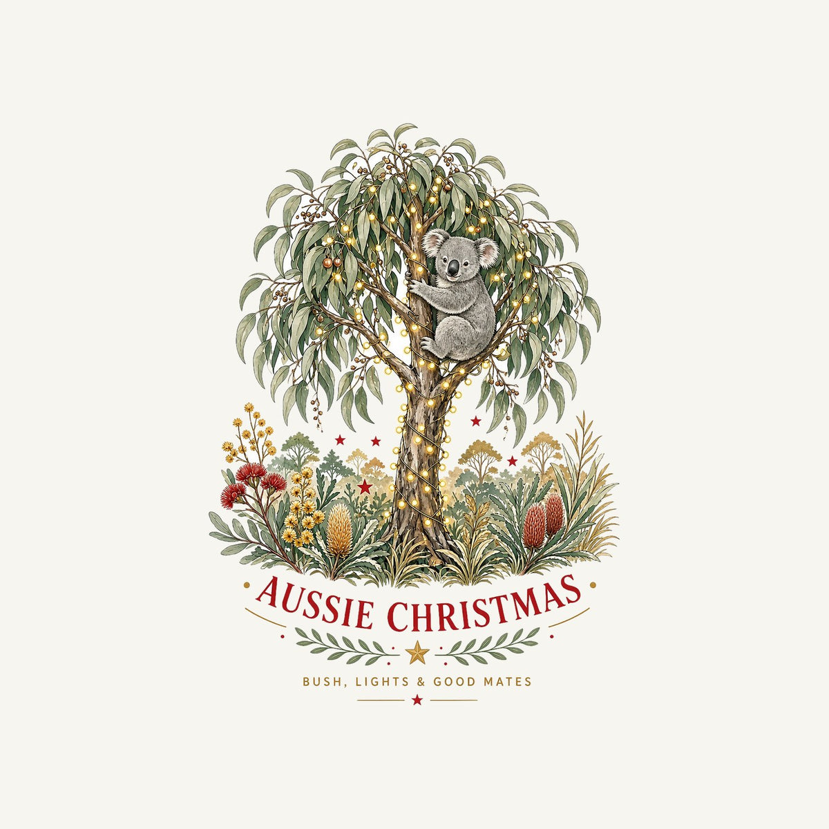 Koala Gum Tree Christmas Personalised Kids and Baby Christmas Tee