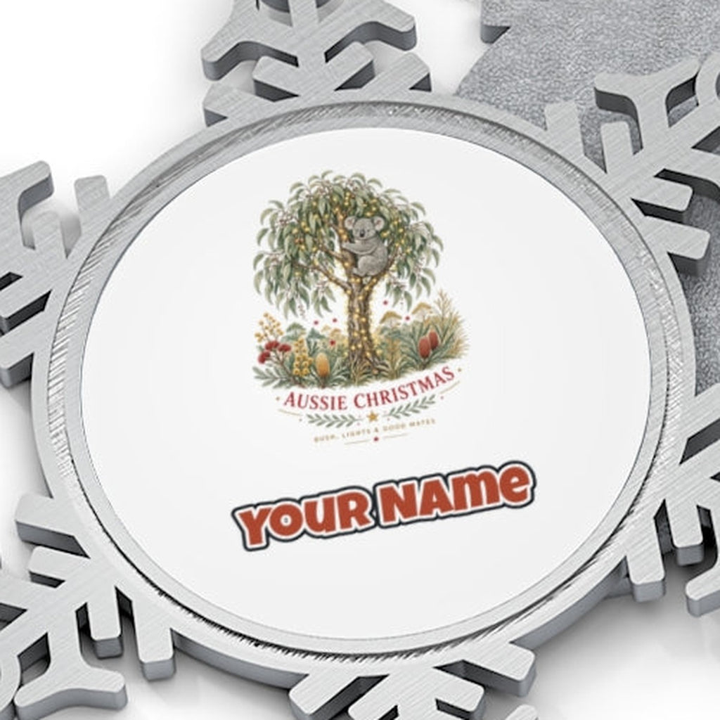 Koala Gum Tree Christmas Personalised Pewter Christmas Ornament