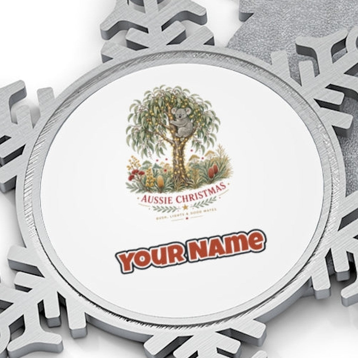 Koala Gum Tree Christmas Personalised Pewter Christmas Ornament