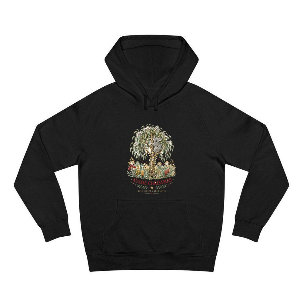 Koala Gum Tree Christmas personalised Christmas hoodie in black