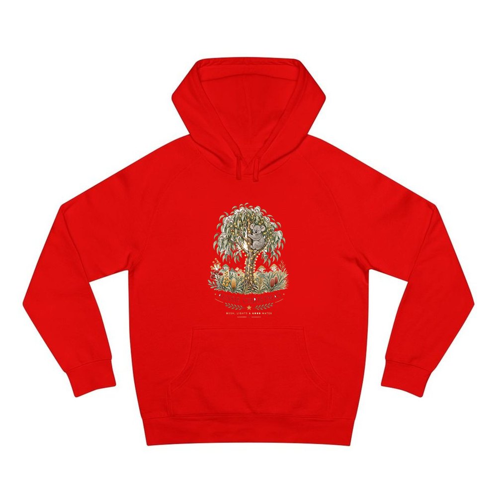 Koala Gum Tree Christmas personalised Christmas hoodie in red
