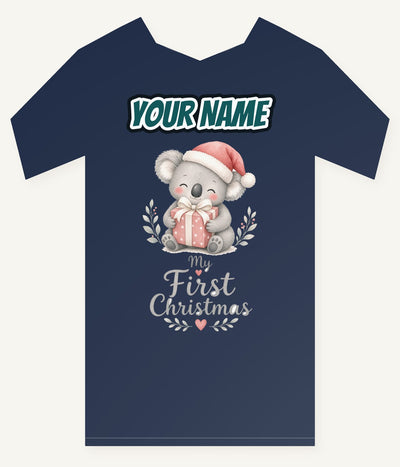 Koala's First Christmas Personalised Kids Tee and Baby Bodysuit