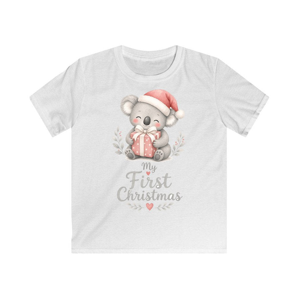 Koala's First Christmas personalised kids Christmas tee in white
