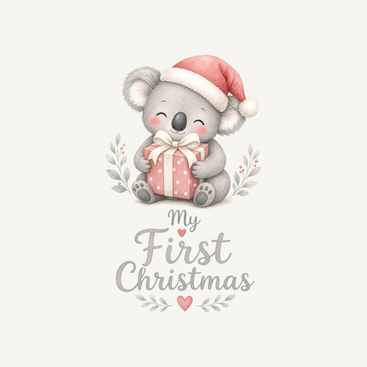 Koala's First Christmas Christmas artwork, the design printed on the personalised stocking