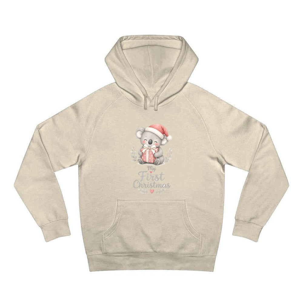 Koala's First Christmas personalised Christmas hoodie in sand