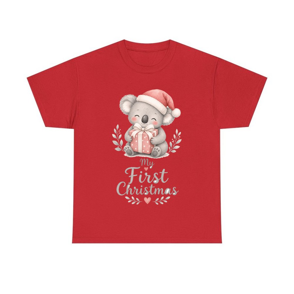 Koala's First Christmas personalised Christmas T-shirt in red