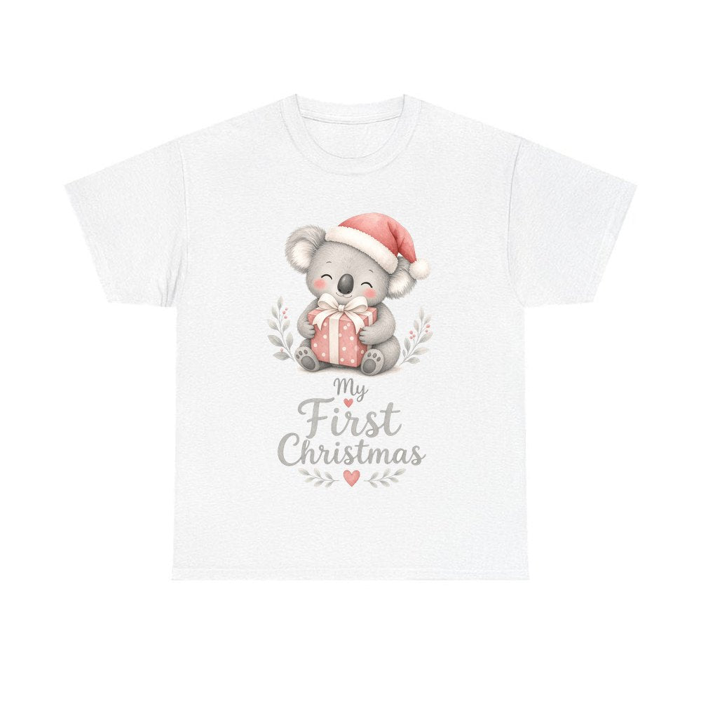 Koala's First Christmas personalised Christmas T-shirt in white