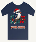 Kookaburra In Santa Hat Personalised Kids Tee and Baby Bodysuit