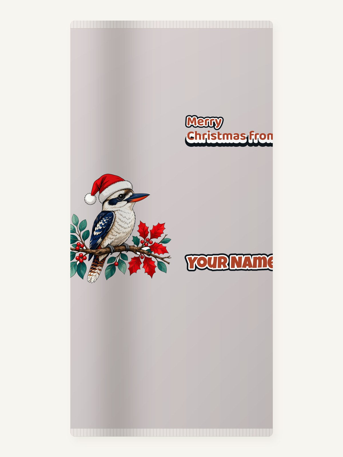 Kookaburra In Santa Hat Personalised Beach Towel