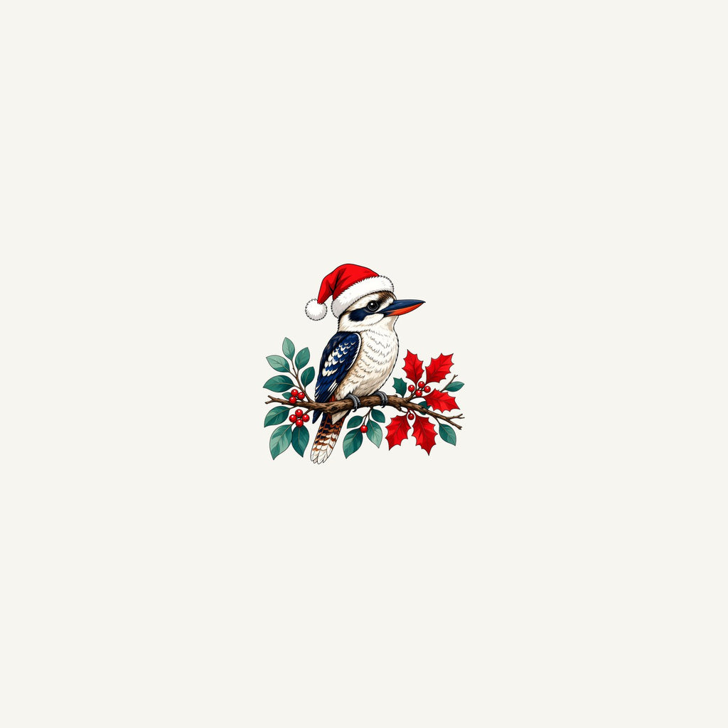 Kookaburra In Santa Hat Personalised Beach Towel