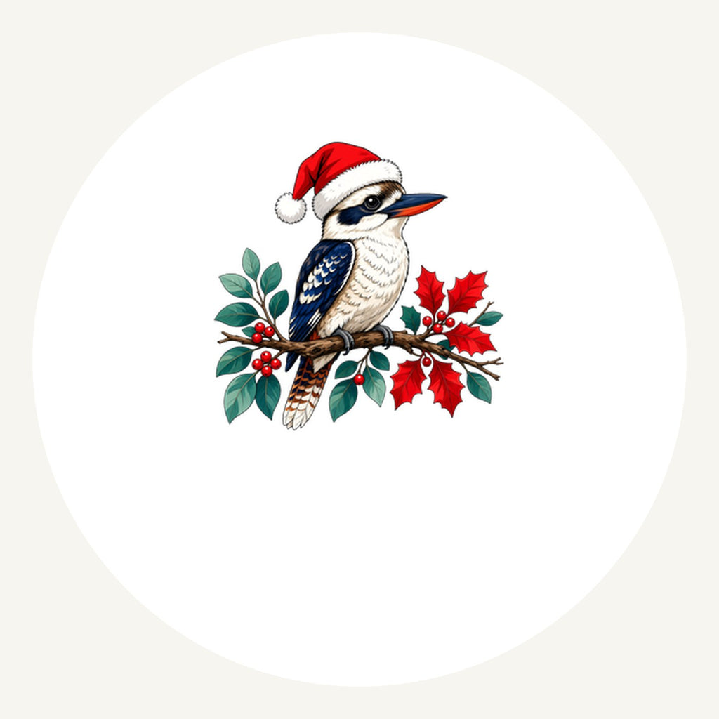 Kookaburra In Santa Hat Personalised Pewter Christmas Ornament