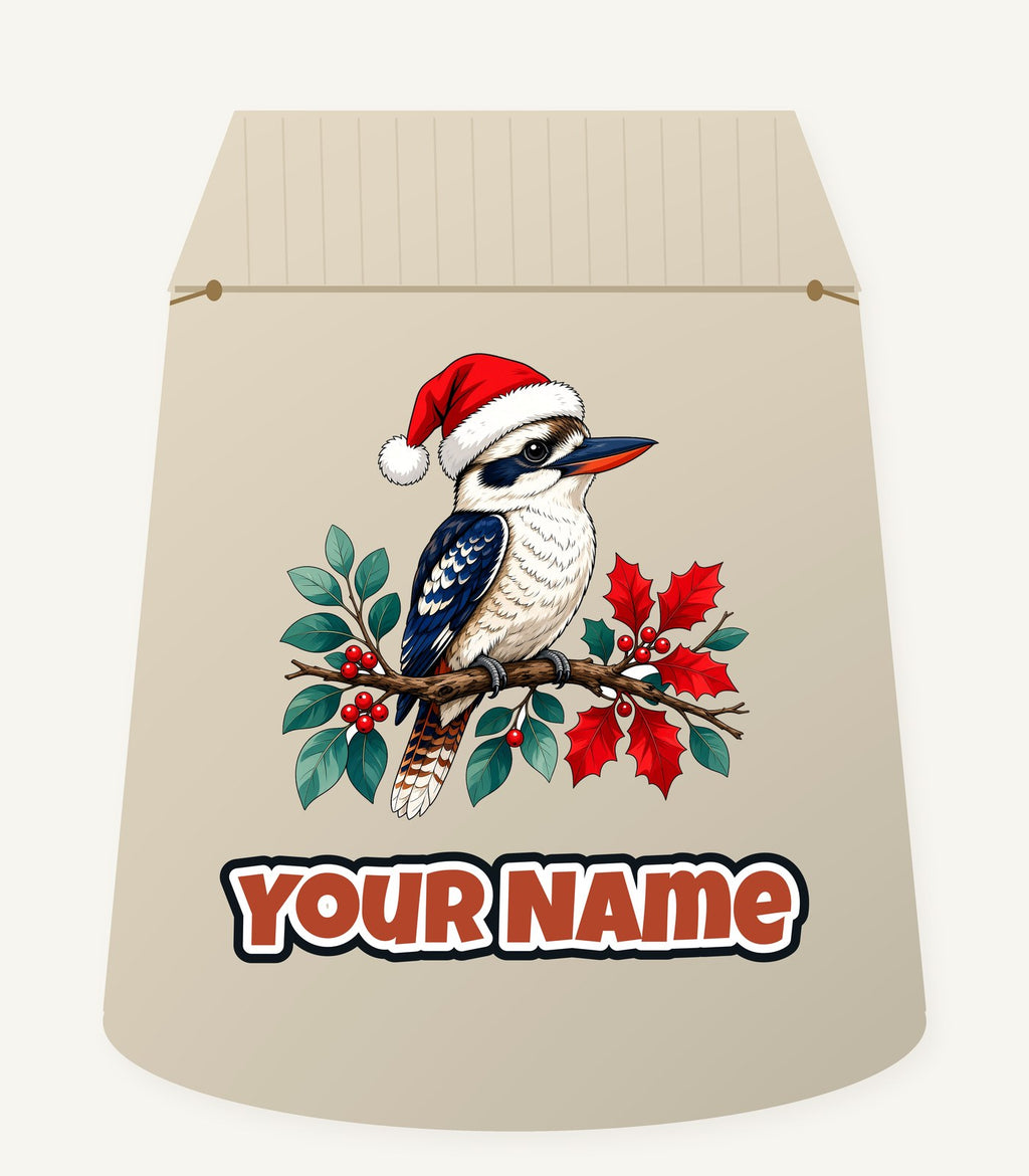 Kookaburra In Santa Hat Personalised Santa Sack