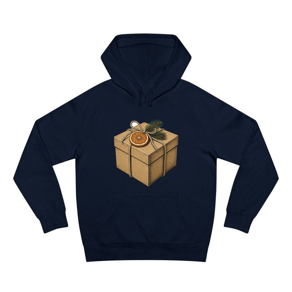 Kraft Gift Box With Twine personalised Christmas hoodie in navy