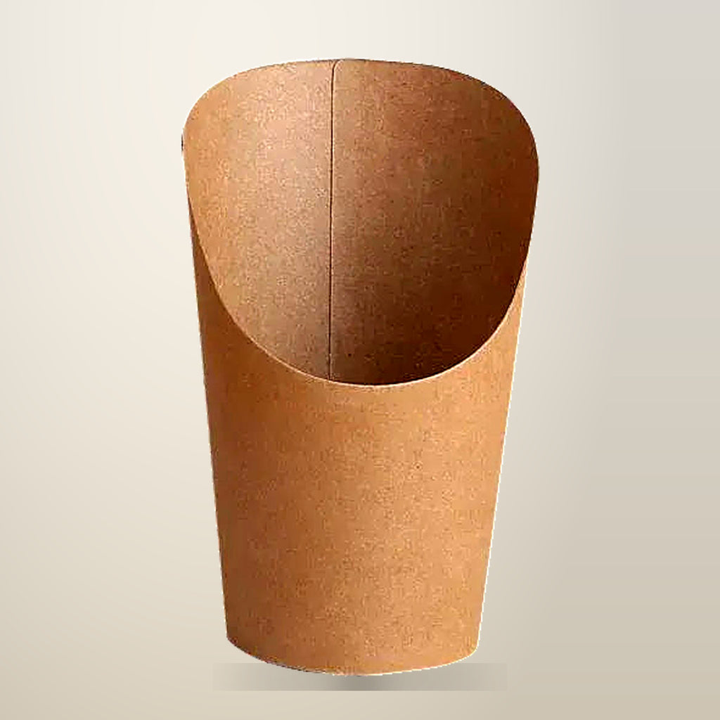 Kraft Paper French Fry Cups, 250 Pack, on a plain cream background
