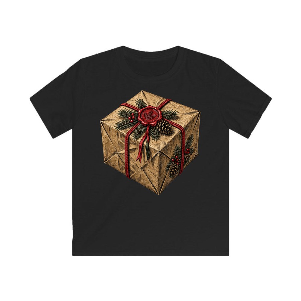Kraft Paper Gift Wax Seal personalised kids Christmas tee in black