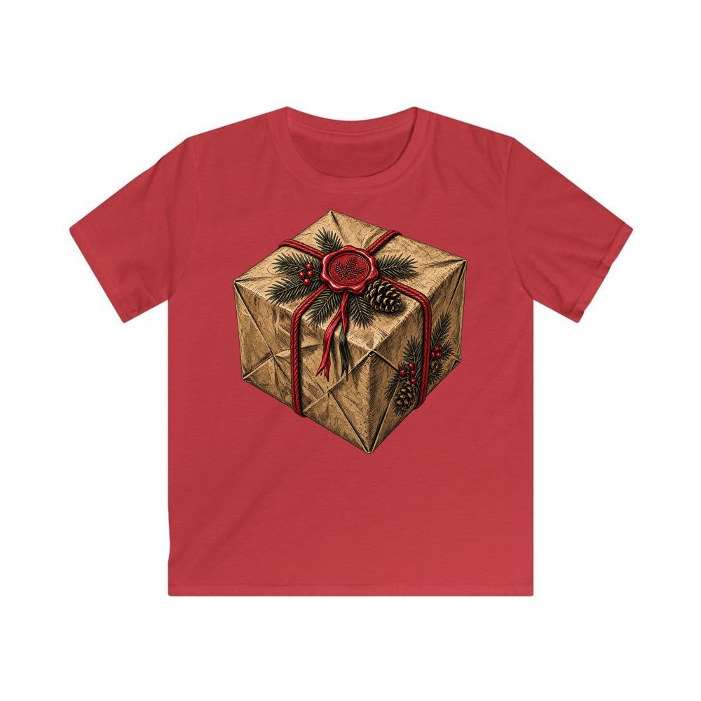 Kraft Paper Gift Wax Seal personalised kids Christmas tee in red
