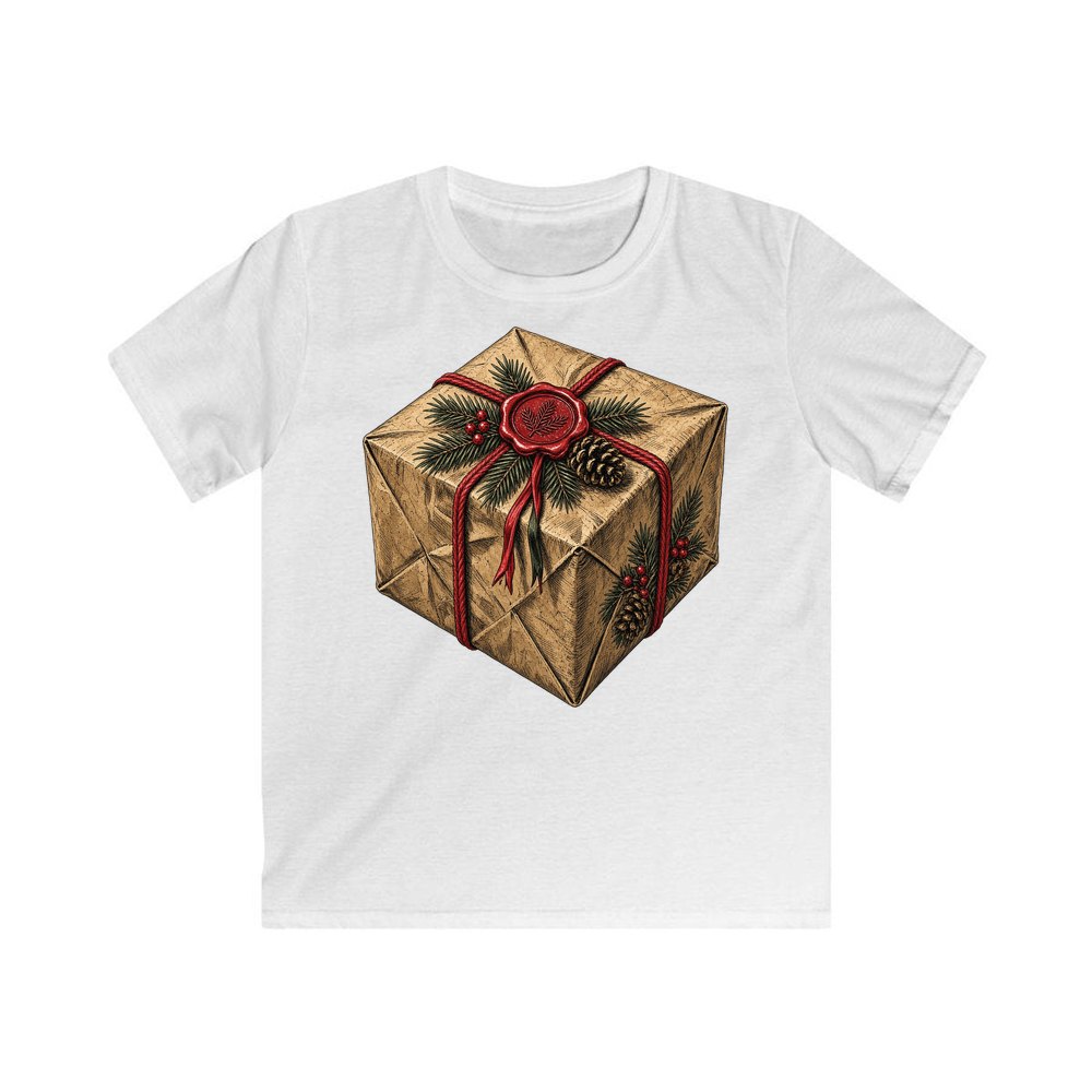 Kraft Paper Gift Wax Seal personalised kids Christmas tee in white