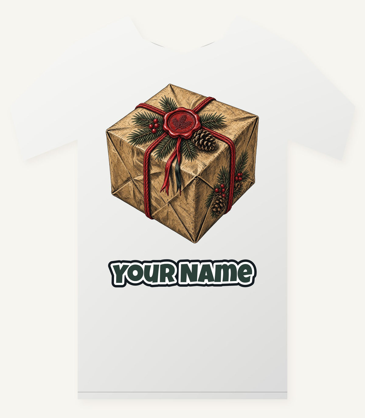 Kraft Paper Gift Wax Seal Personalised Christmas T-Shirt and Hoodie