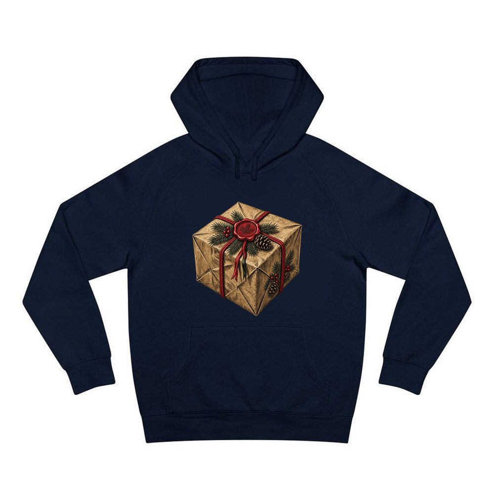 Kraft Paper Gift Wax Seal personalised Christmas hoodie in navy