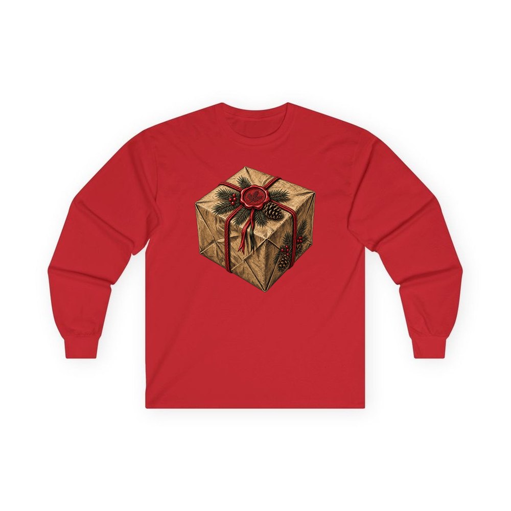 Kraft Paper Gift Wax Seal personalised long sleeve Christmas T-shirt in red