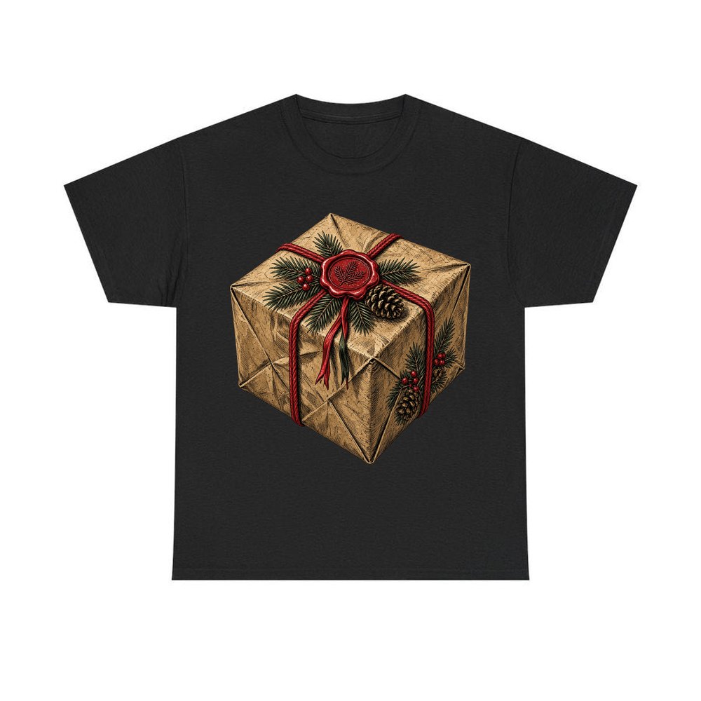 Kraft Paper Gift Wax Seal personalised Christmas T-shirt in black
